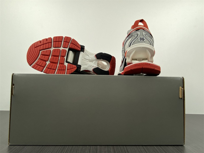 blcg x-pander 6.0 sneaker in red, silver, black and white mesh and nylon w2ra46012