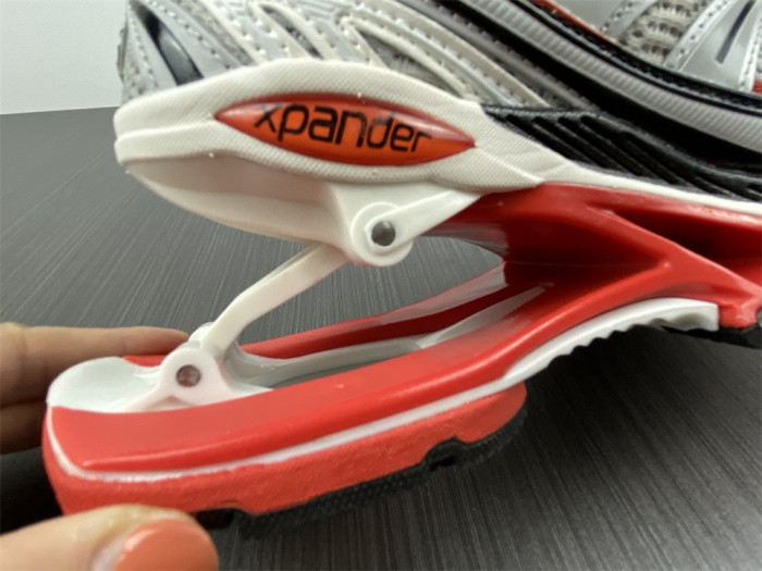 blcg x-pander 6.0 sneaker in red, silver, black and white mesh and nylon w2ra46012