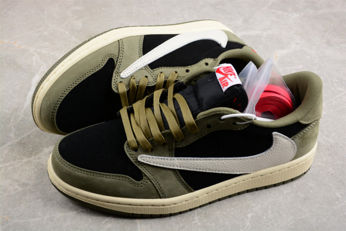 travis scott x air jordan 1 low og black olive dm7866-002
